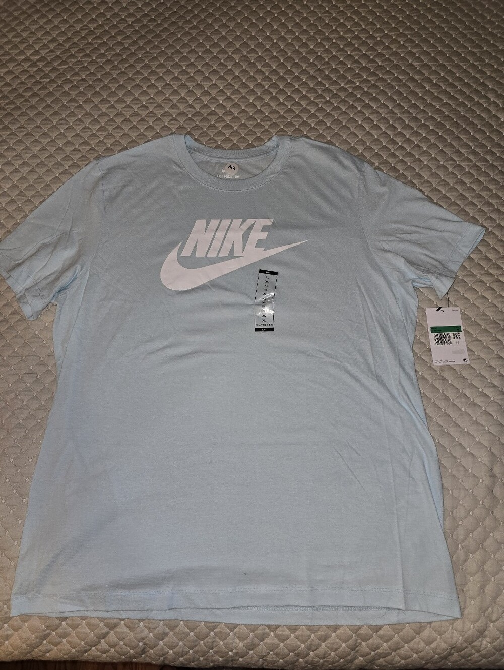 XL - Nike Men's Pale Blue Tee with White Swoosh Logo (NWT)